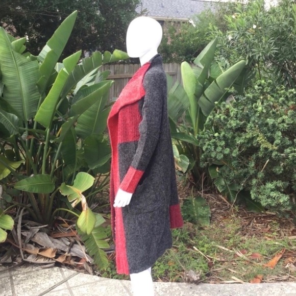 NWT Joseph A Long Open Ribbed Knit Sweater ColorBlock Cardigan - Picture 10 of 15